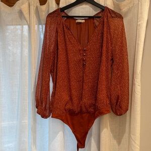 Abercrombie & Fitch Maroon Button-Front Bodysuit